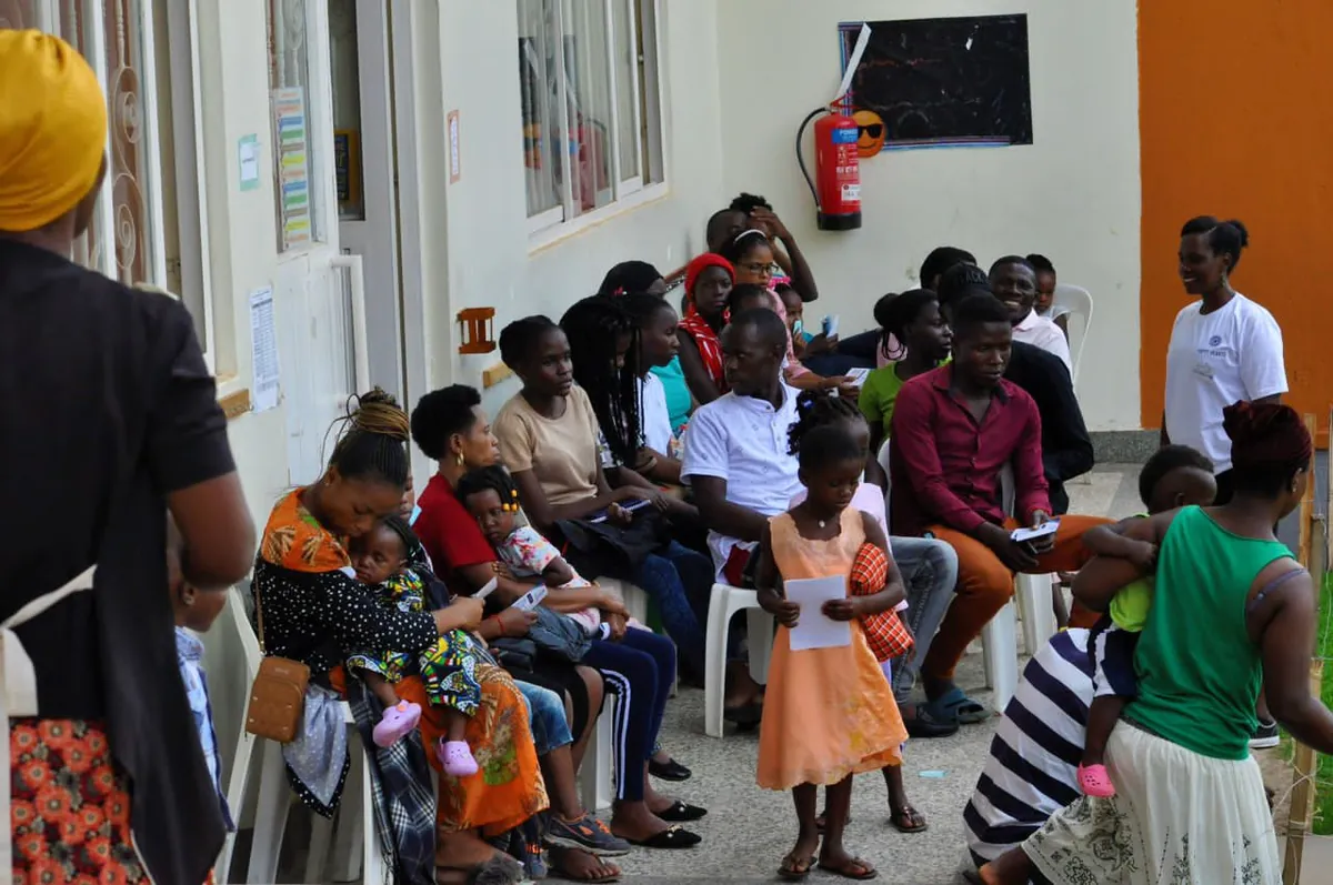 Community members waiting to be screened at a Dea Optical Centre outreach